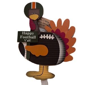 Robert Stanley Fall Happy Football Y’all Turkey Yard Stake Wood Sign Home Decor‎